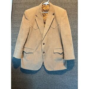 Circle S Corduroy Sport Coat Jacket 46R Tan Rodeo Cowboy Western Cut Yoke